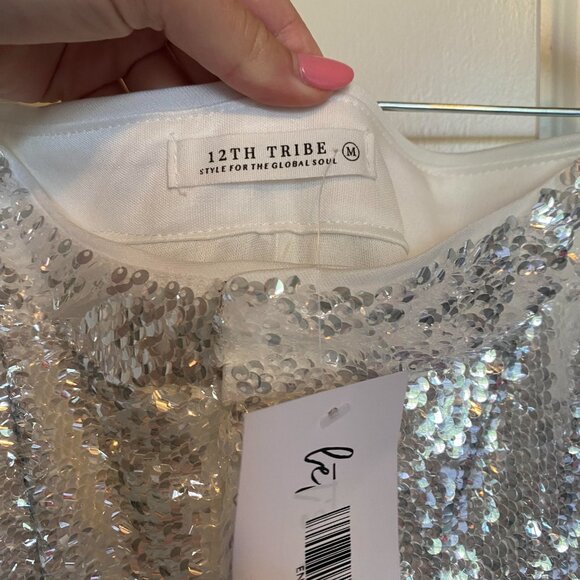 Genevieve White Sequin Trousers - 12th Tribe - Picture 9 of 10